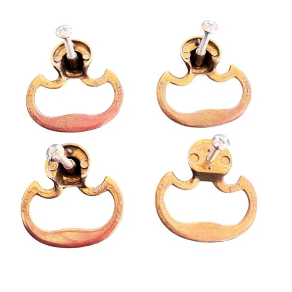 Set of 4 Late 20th Century Brass Cabinet/Drawer Pulls 2.25X2.5” Replace Upcycle - Picture 4 of 5